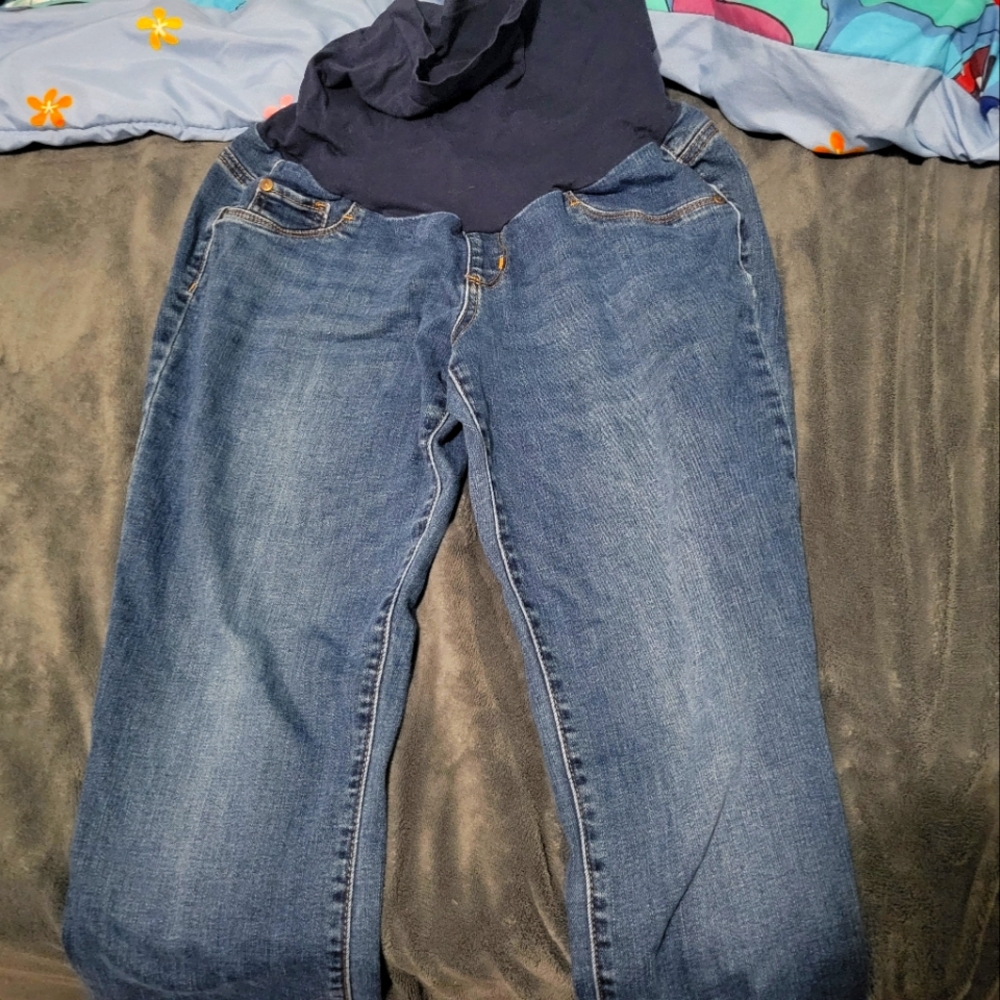 Indigo blue maternity straight leg pants